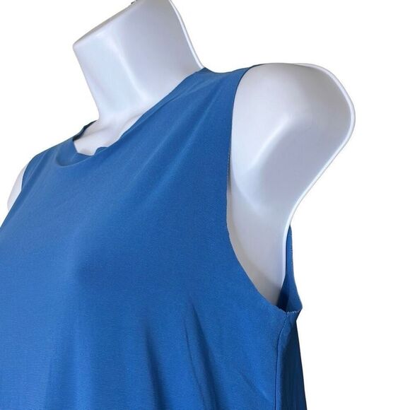 Norma Kamali Cobalt Blue Drop Waist Sleeveless Mini Dress XS Workwear Minimalist - Picture 4 of 13
